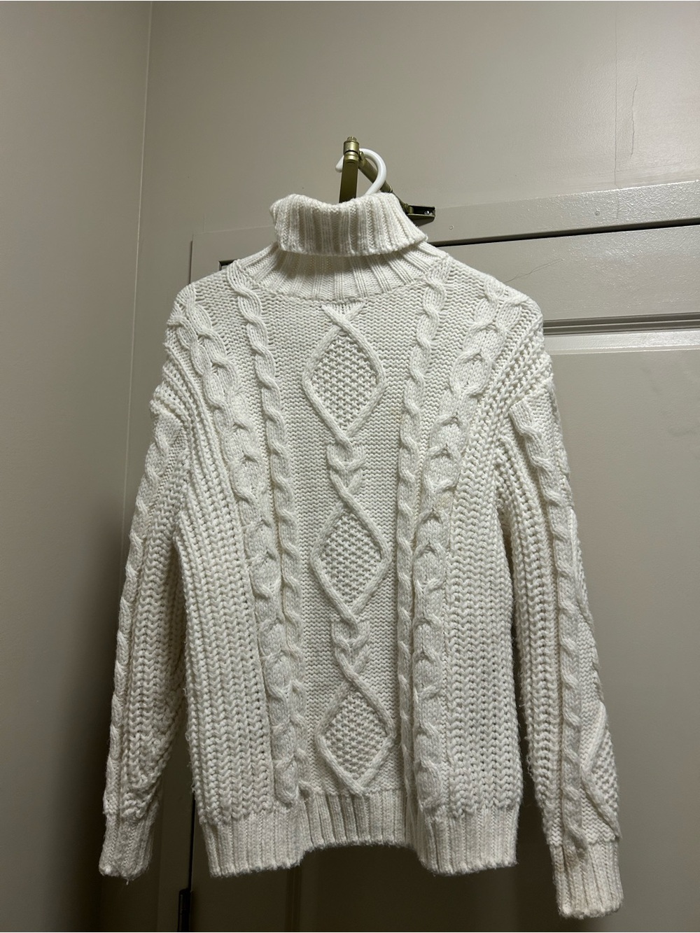 ASOS Cream Cable Knit Turtleneck Sweater